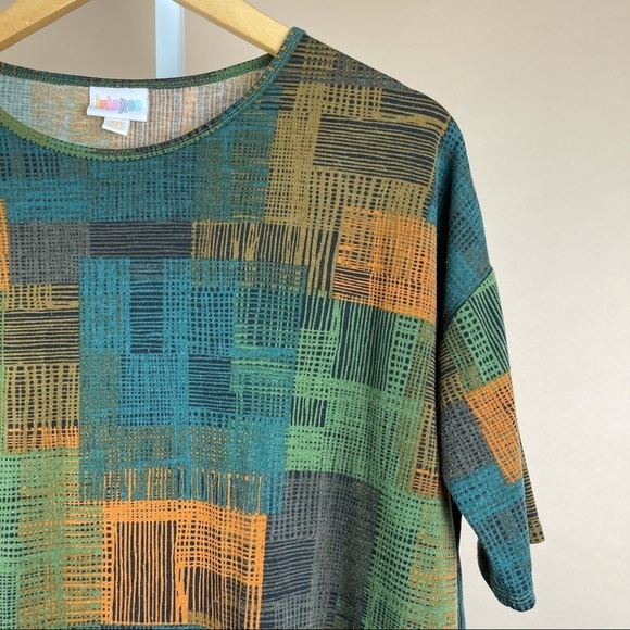 LuLaRoe Size XXS Abstract Earth Tones Fall Colors Irma Oversized Longline Tunic - Picture 5 of 5